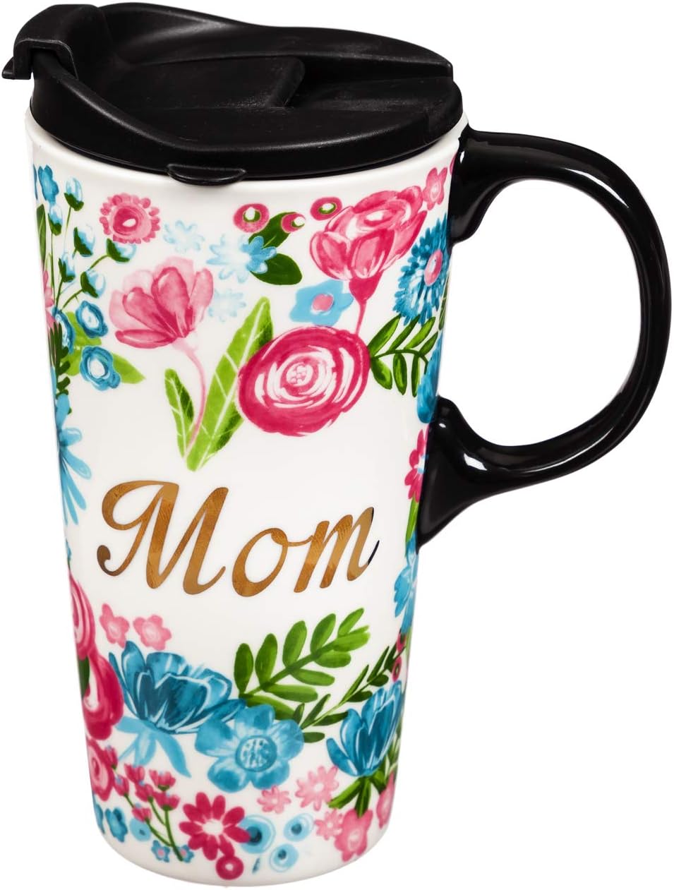 Cypress Home Mom Ceramic Latte Travel Cup With Matallic Accents 17 oz