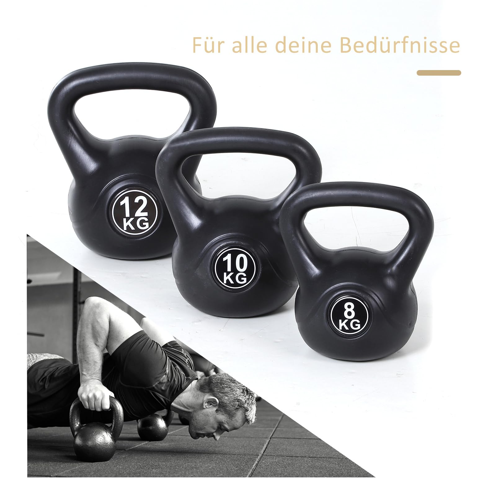 HOMCOM Kettlebell Kugelhantel Gewicht-Hantel mit Sand befüllt für Anfänger Zuhause Krafttraining