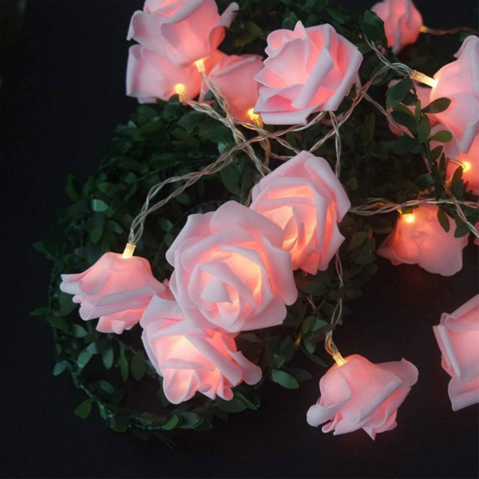 Künstliche Rosen-Lichterkette, kleine farbige Lichter für Valentinstag, Hochzeit, romantischer Antrag, dekorative blinkende Lichter, Paket63