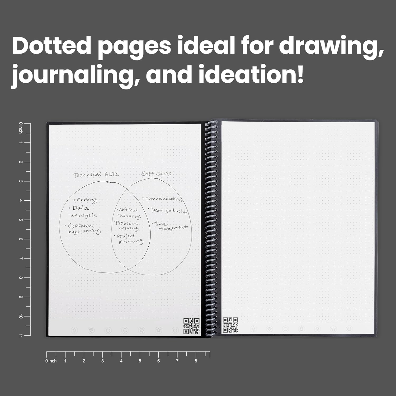 Rocketbook Core Cuaderno Inteligente - Reutilizable Digital Libreta A4 Bloc De Notas, Planificador Semanal, Hojas con Rayado Punteado Papel, Frixion Pilot Borrable y Paño de Microfibra Incluido