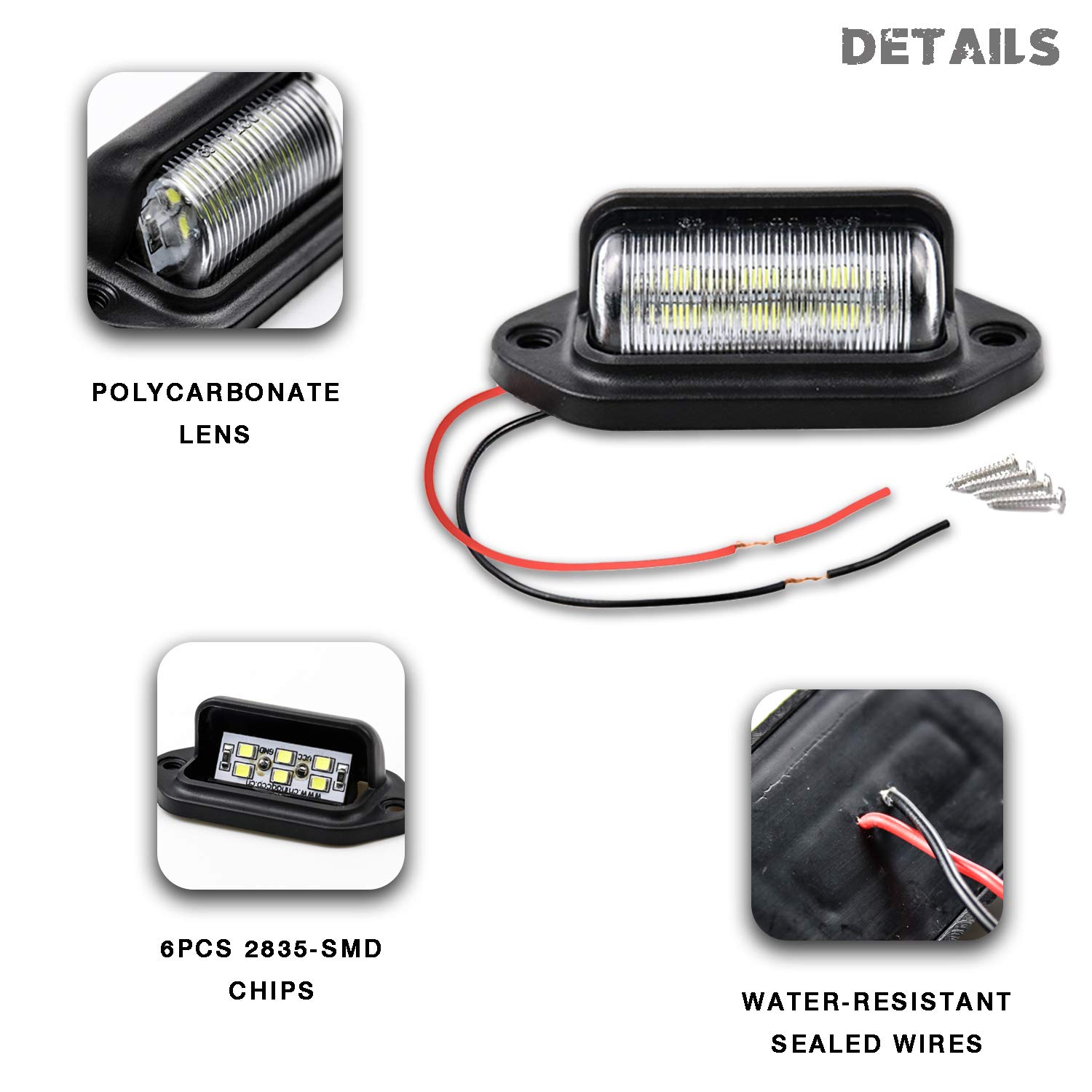 LivTee Waterproof 12V License Plate LED Light, for RV Camper Truck SUV