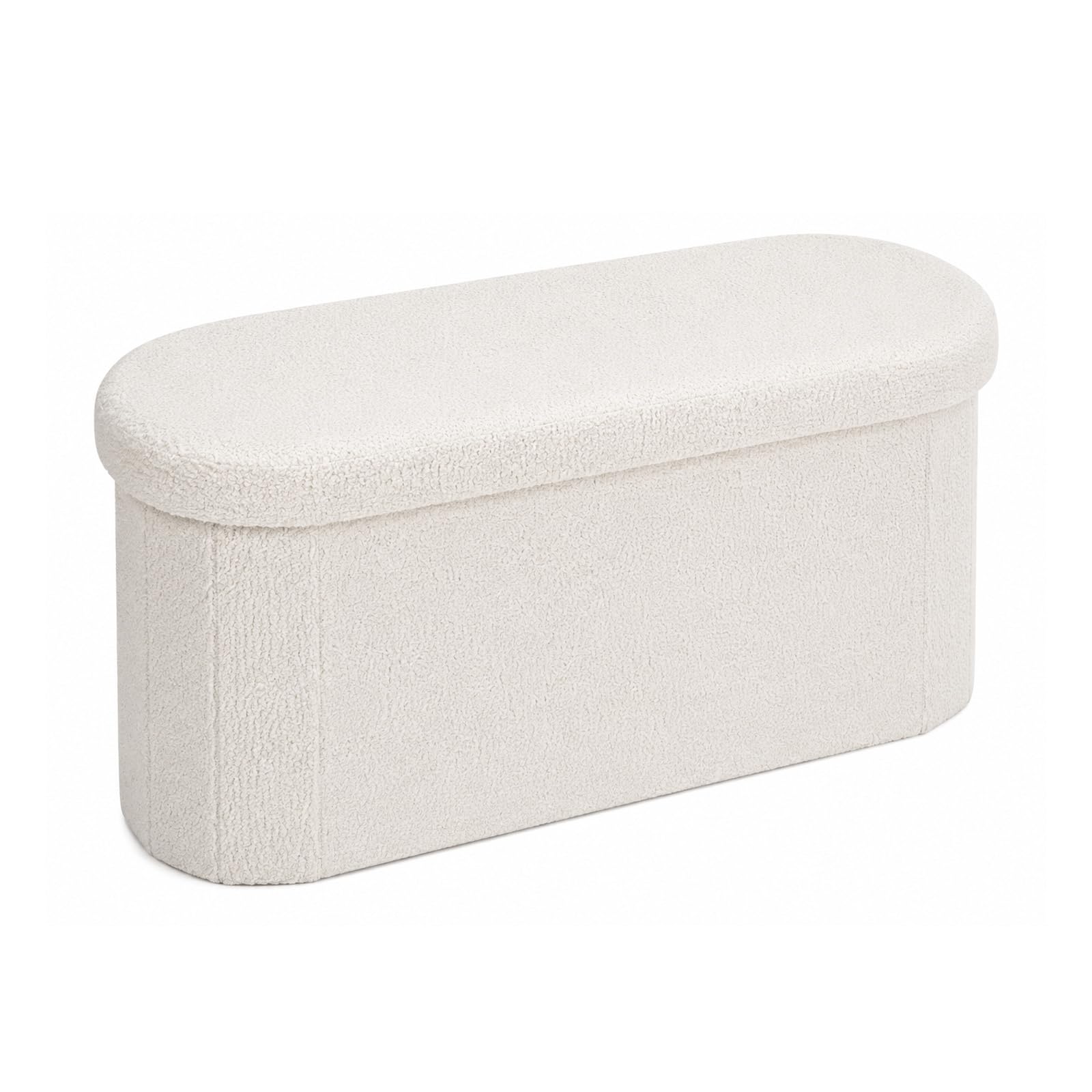 CROWNSHOP Ottoman Storage Bench Footrest Stool Seat Toy Chest Storage Box Folding with Lid Long Shoes Bench Footstool Suitable for Living Room White 76 * 38 * 38 CM