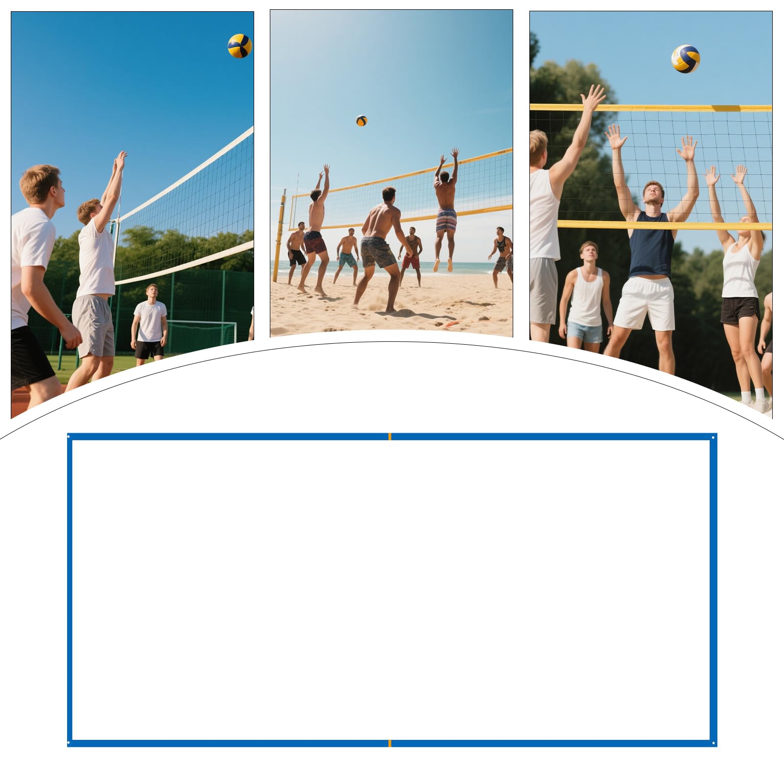 Beach-Volley-Linien | Verstärkte Abgrenzungen für Sand | Wiederverwendbares Outdoor-Spielzubehör, Ausrüstung für Tennisplätze