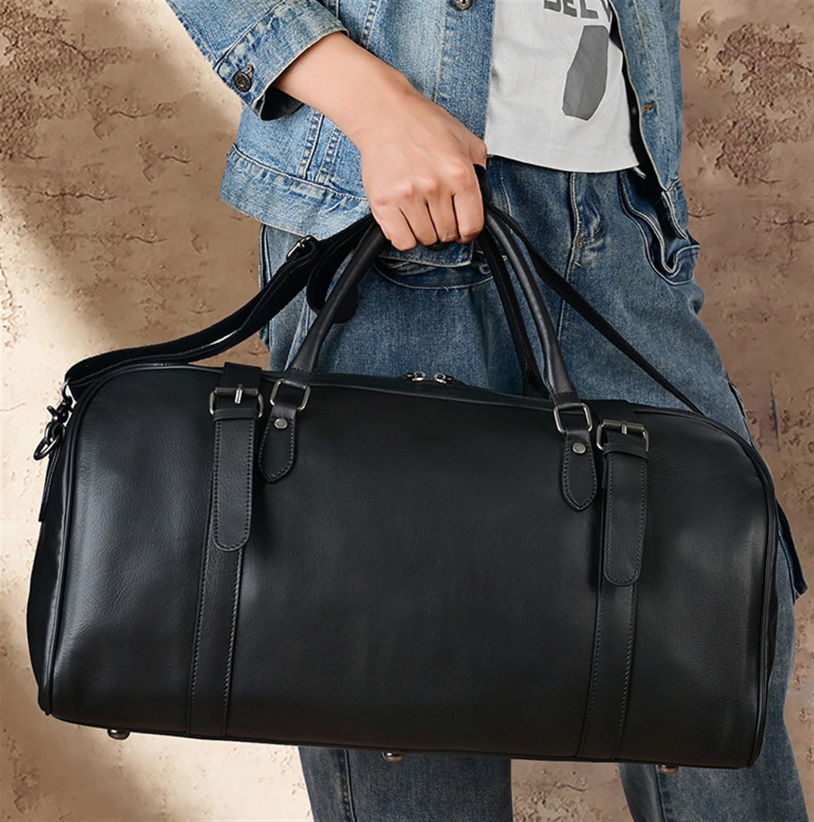 Bolsa Portatrajes Bolsa de Viaje Bolso Casual De Cuero De La Bolsa De Viaje Del Gimnasio Del Viaje De La Cabina Del Fin De Semana De La Bolsa De Viaje De 21 Pulgadas Para Los Hombres Bolsa Portatrajes