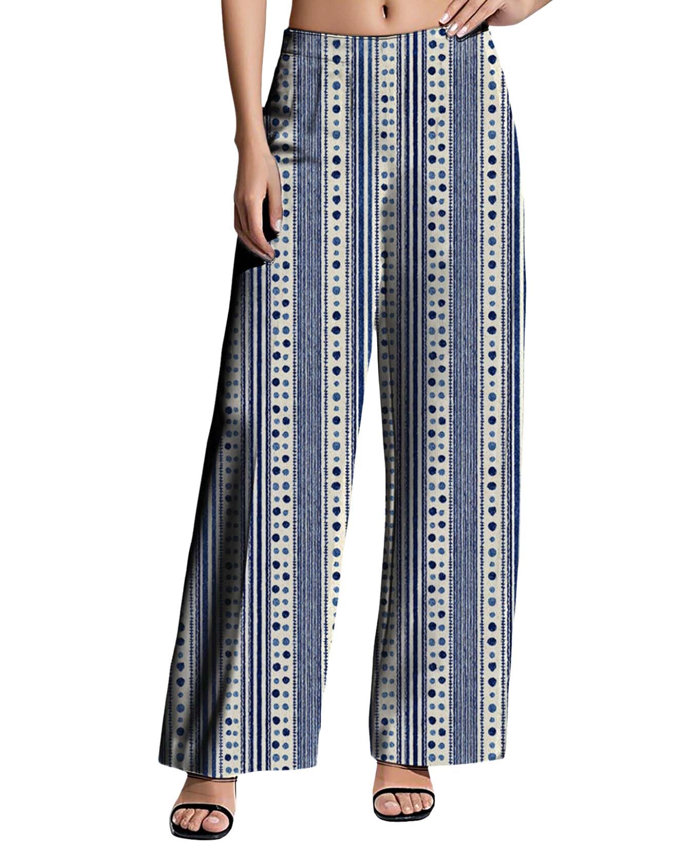 Womens Wide Leg Pants Pattern Print Lounge Trousers Casual Loose High Waisted Comfy Classic Pant for 2025 Summer
