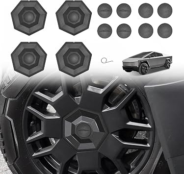 BestEvMod 4PCS Full Coverage Wheel Center Hub Caps Cover Compatible with Tesla Cybertruck 2026 2025 2024 Accessories Wheel Removable Hub Center ABS Caps Easy to Install Fit All Terrain Tires ONLYV2