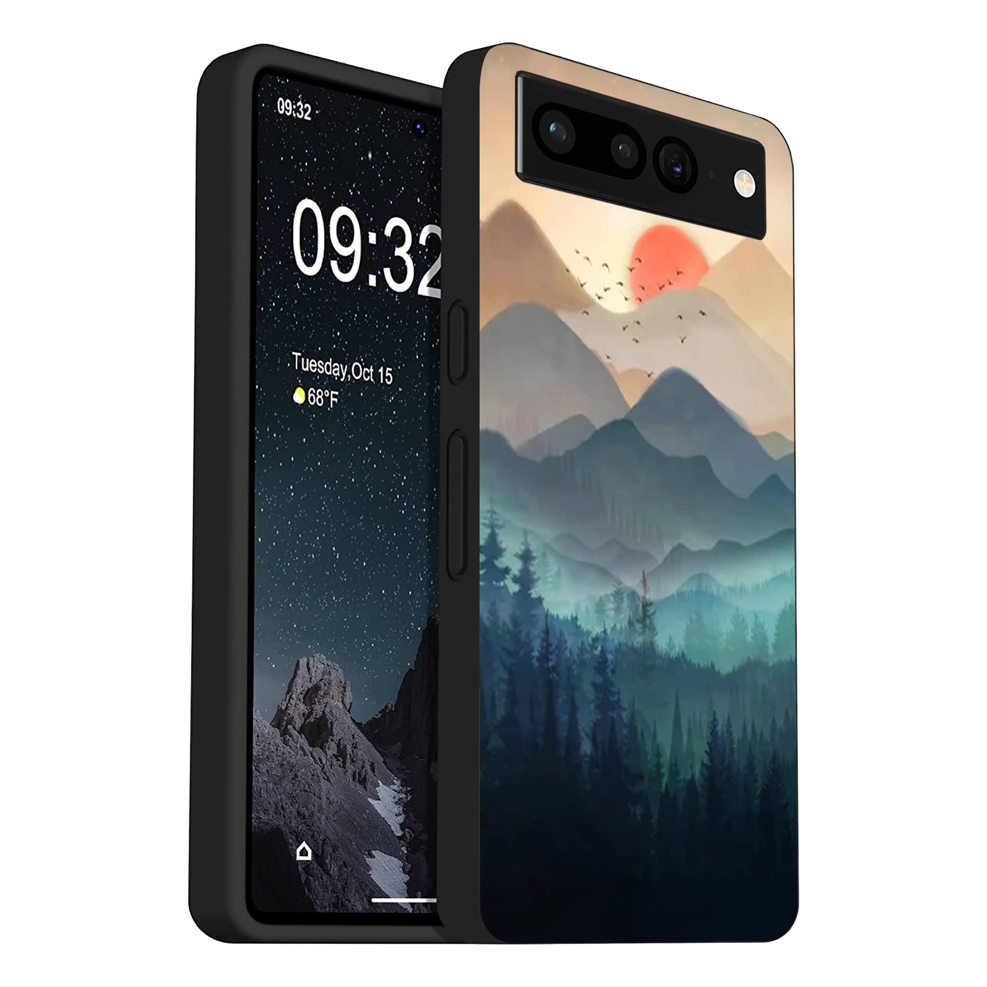 - Compatible with Google Pixel 7 Pro Case, Mountain Landscape Sunrise Aesthetic Mountain Sunset Phone Case for Girls Women Cute Soft TPU Case