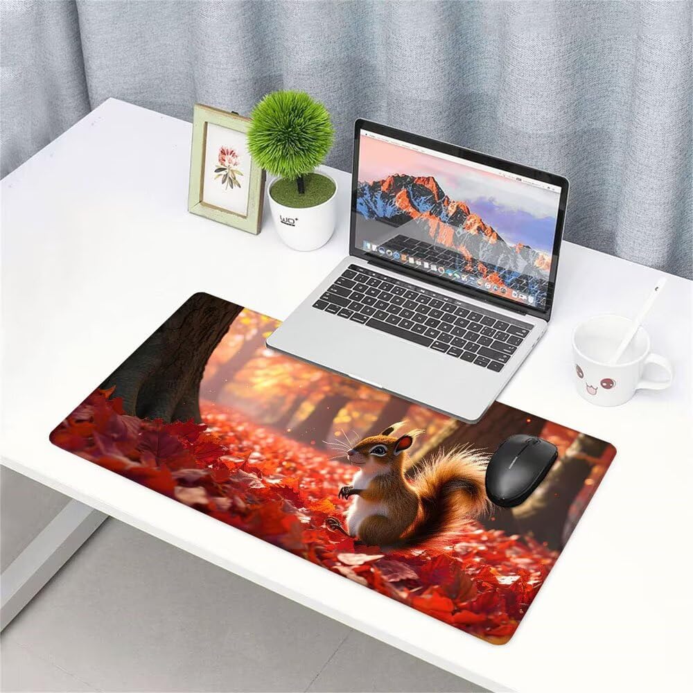 Podkładka pod mysz XXL kolor pomarańczowy pod ręką biurko akcesoria do gier klawiatura podkładka pod mysz wiewiórka szeroka mata do gier 1400 x 600 x 3 mm wodoodporna antypoślizgowa gumowa podstawa