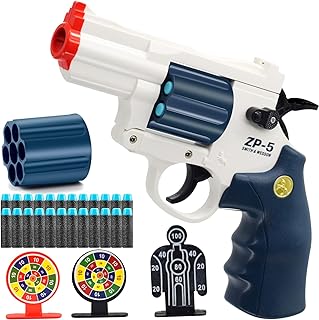 Soft Bullet Toy Gun Foam Blaster Toy Revolver, EVA Safety Soft Bullets Educational Shooting Game Toys, A Surprise Gift for Boys Teens Adults Birthday Christmas Halloween (White) - Buy now