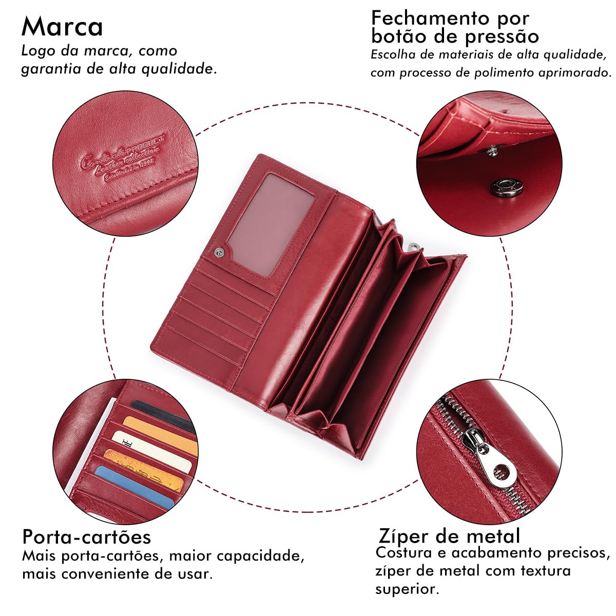 Contacts Carteira Bifold Feminina em Couro Legítimo com 15 Porta-Cartões, Bolso para Moedas, Compartimento para Notas, Porta-ID e Suporte para Celular, Compacta e Luxo(Vermelho) em promoção! Veja a oferta e mais achadinhos de Bolsas 7 Hoje é o melhor dia para comprar Contacts Carteira Bifold Feminina em Couro Legítimo com 15 Porta-Cartões, Bolso para Moedas, Compartimento para Notas, Porta-ID e Suporte para Celular, Compacta e Luxo(Vermelho) com aquele preço maroto! Promoção! Aproveite a oferta! 7