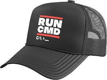 Run CMD System Administrator Programmer Sysadmin Men Women Trucker Hat with Adjustable Mesh Back