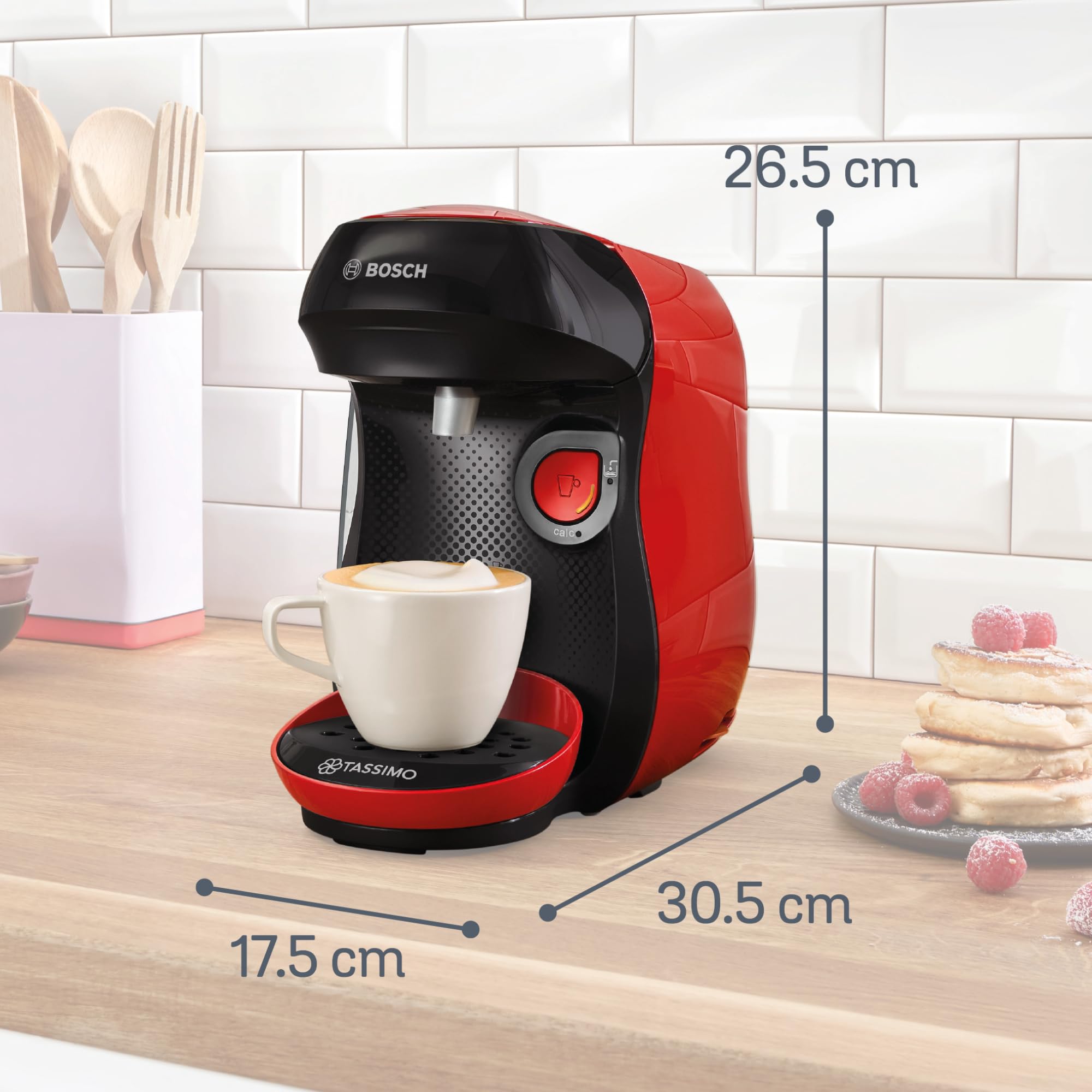 Bosch Tassimo Kapselmaschine TAS103E, 1400 W, über 70 Getränke, rot/schwarz