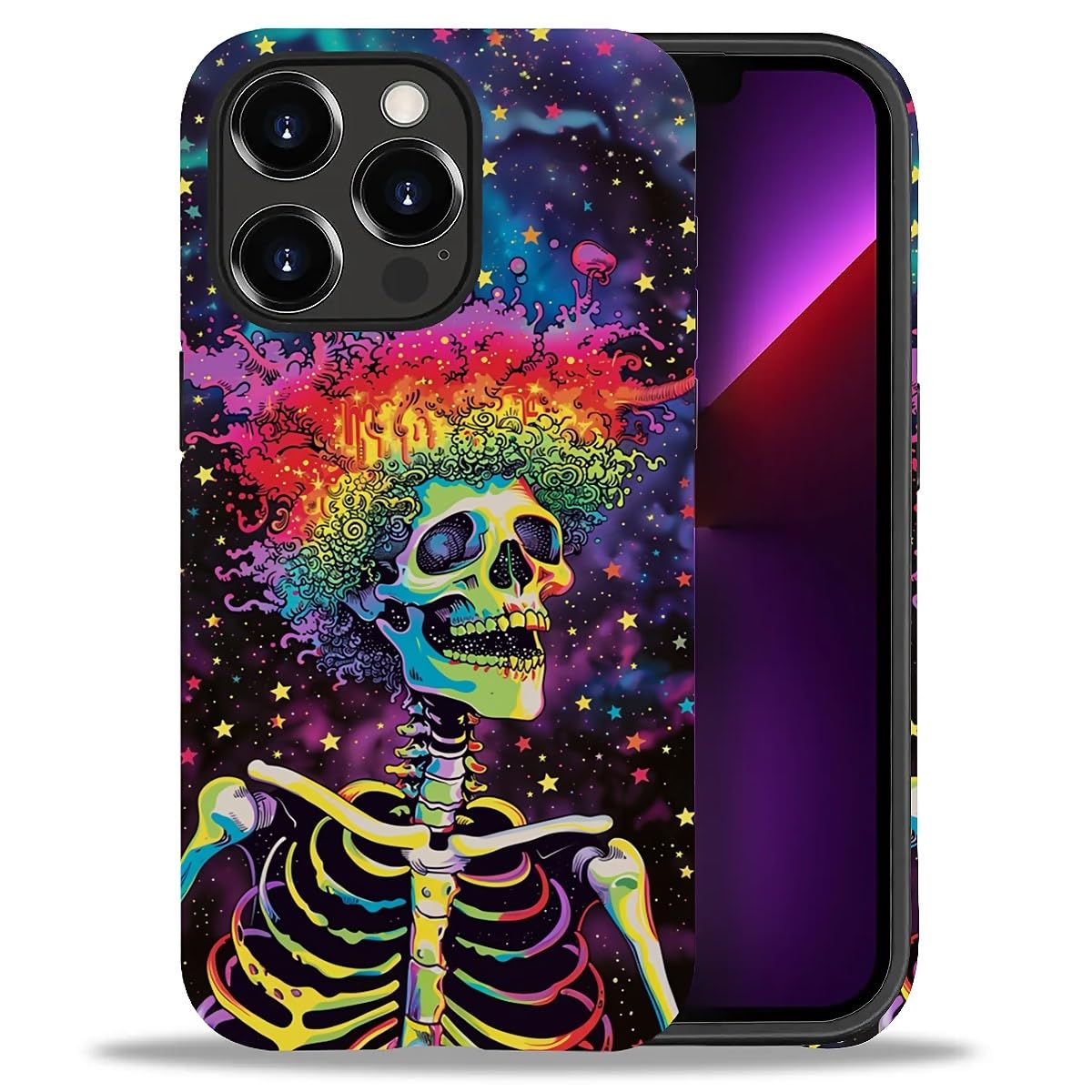 Coque iPhone 13 Pro crâne arc-en-ciel en silicone antichoc - 8