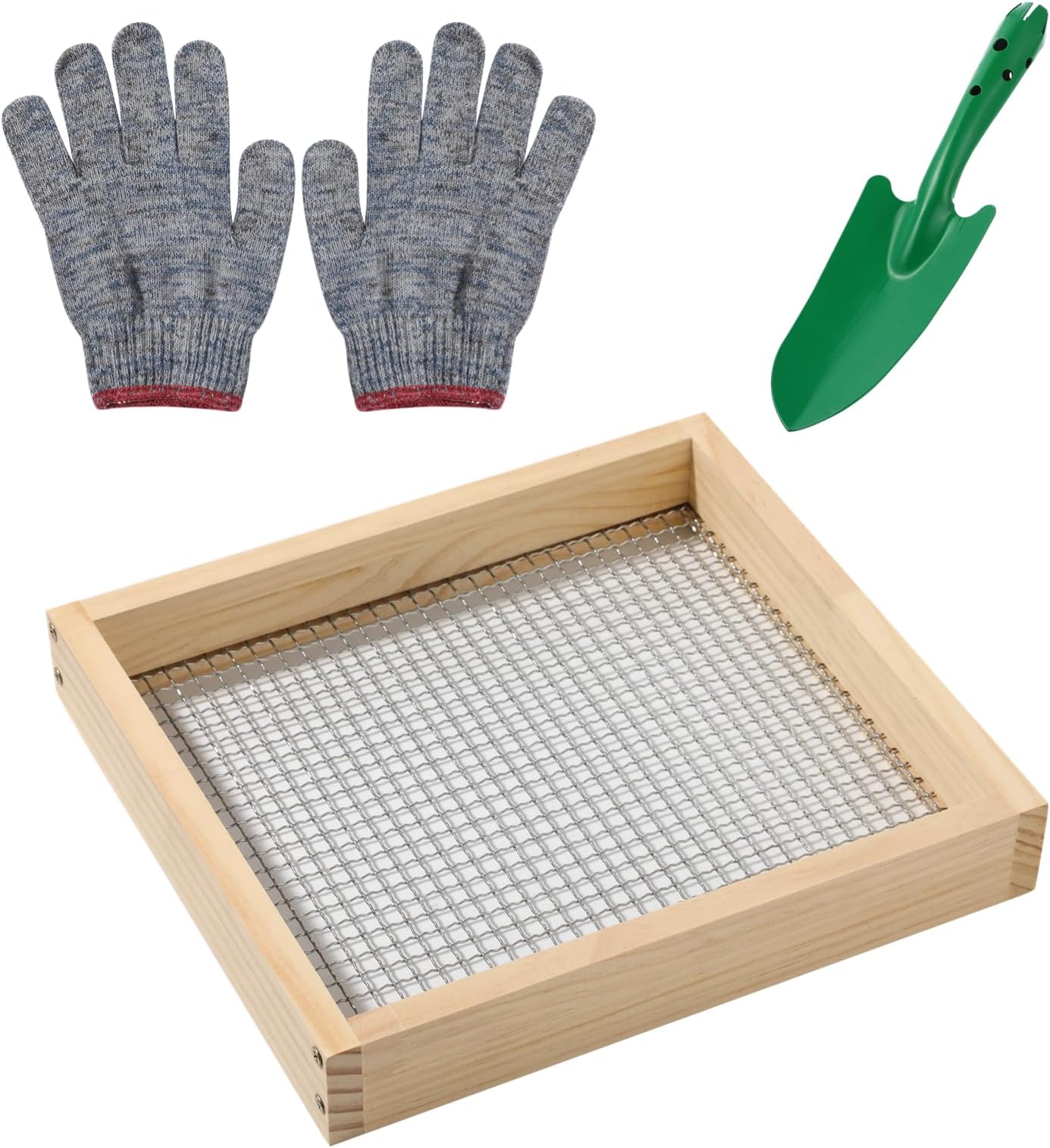Soil Rock Sifter Kit, Dirt Strainer, Wood Compost