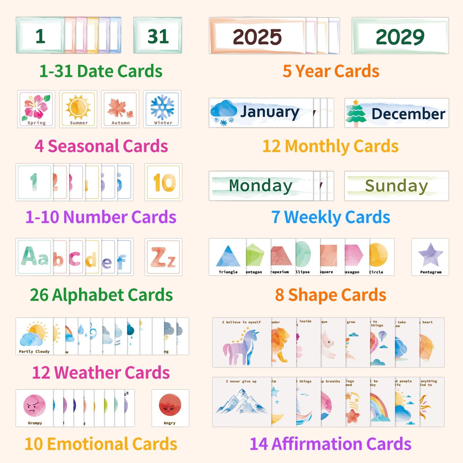Daily Morning Board Circle Time Calendar Weather Seasons Positive Affirmations Letter Shape Number of the Day Pocket Chart,Toddler Preschool Calendar,Homeschool Morning Work Activity, Pastel Design