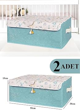 Baby  ok Ama l  Kapakl  Kutu D zenleyici 50x38x19 cm, Mavi BABYKUTU5038192
