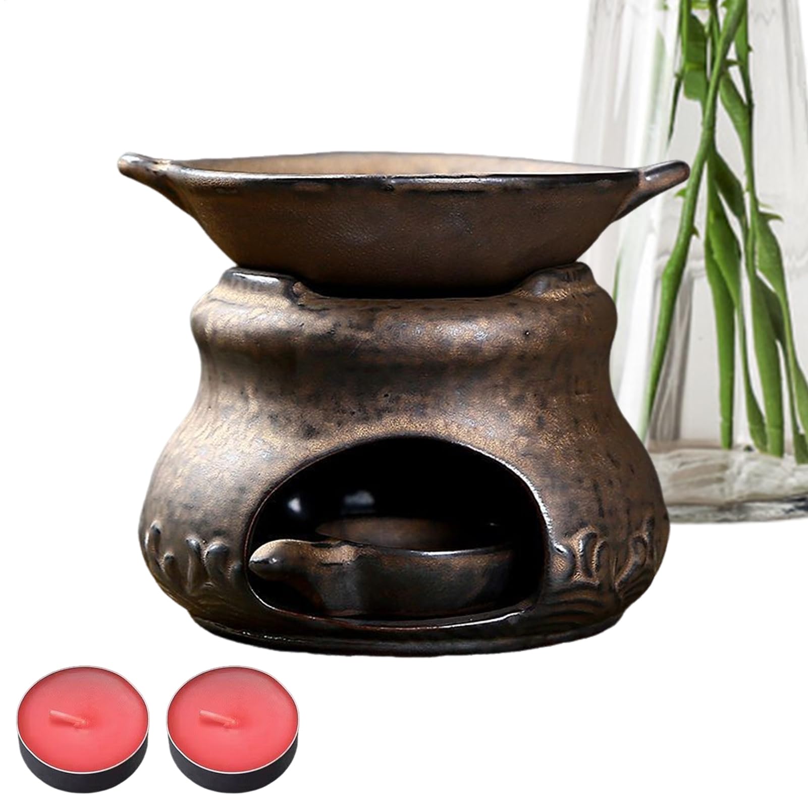Fornello Aromaterapico Diffusore Di Aromi In mica Multifunzionale Con 2 | Kit Bruciatore Zen Ad Incenso E Per Sala Yoga Scrivania Ufficio Camera Meditazione