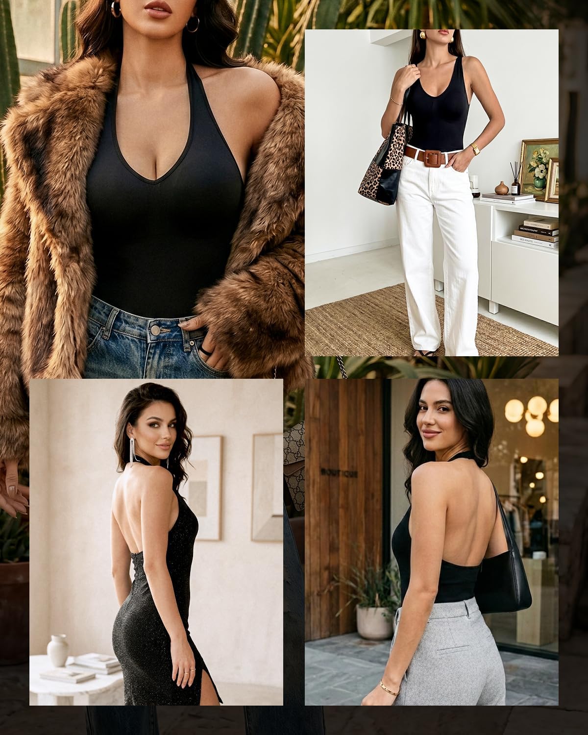 Halter Bodysuit with Adjustable Straps, Shapewear for Women with Tummy Control, Suitable for Daily Wear and Workouts