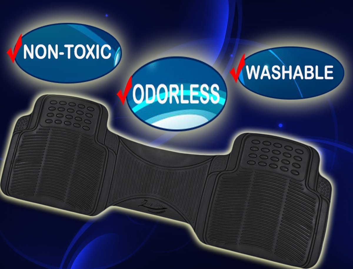 Zento Deals Car Floor Mat -Heavy Duty Weather Protection Mats Black - Rubber Runner Liner — view 4