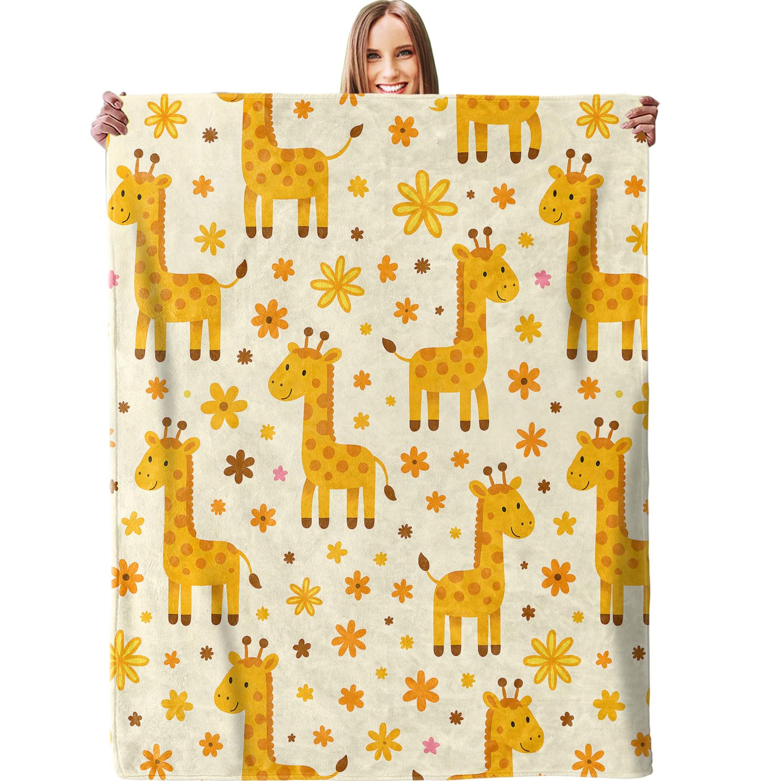 Manta para Sofá De Franela Jirafa Alegre Manta Suave De Piel Caliente Personalizada Mantas Sofa, para Invierno, Dormitorio, Adulto Y Niño, 100x125cm