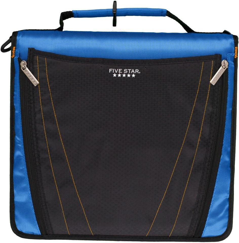 Five Star Zipper Binder, 2 Inch 3 Ring Binder, Expanding Pocket, Durable, Blue (73301)