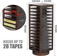 Vista 4 de FARM IN Almacenamiento de cinta de casete, diseño giratorio de 360 grados, torre de cassette estilo granja, doble cara de 28 ranuras, madera maciza