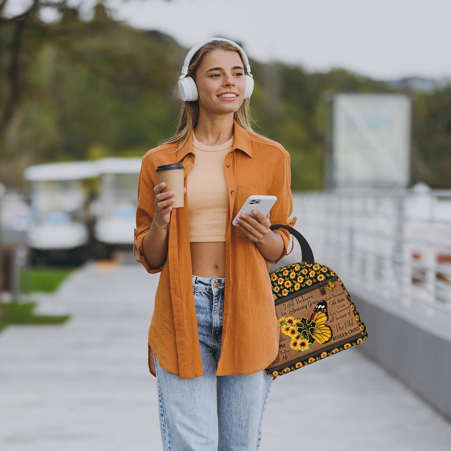 Bible Verses Lunch Box Christian Insulated Lunch Bag for Women Inspirational Scripture Cross Butterfly Sunflower Lunchbox Religious Reusable LunchTote Bag for Church Office Work Travel - Image 6