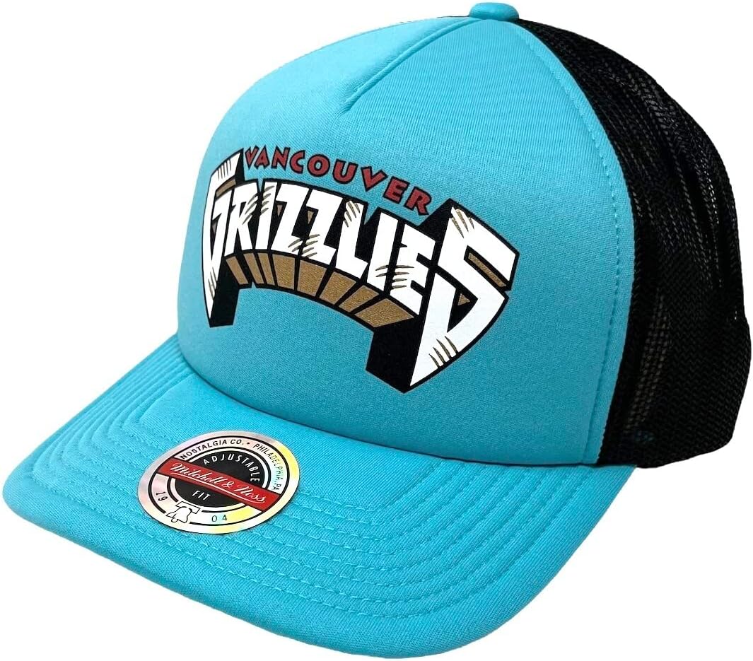 Mitchell & Ness Vancouver Grizzlies Memphis Jersey Hook Trucker Mesh Snapback Adjustable Hat Cap - Teal