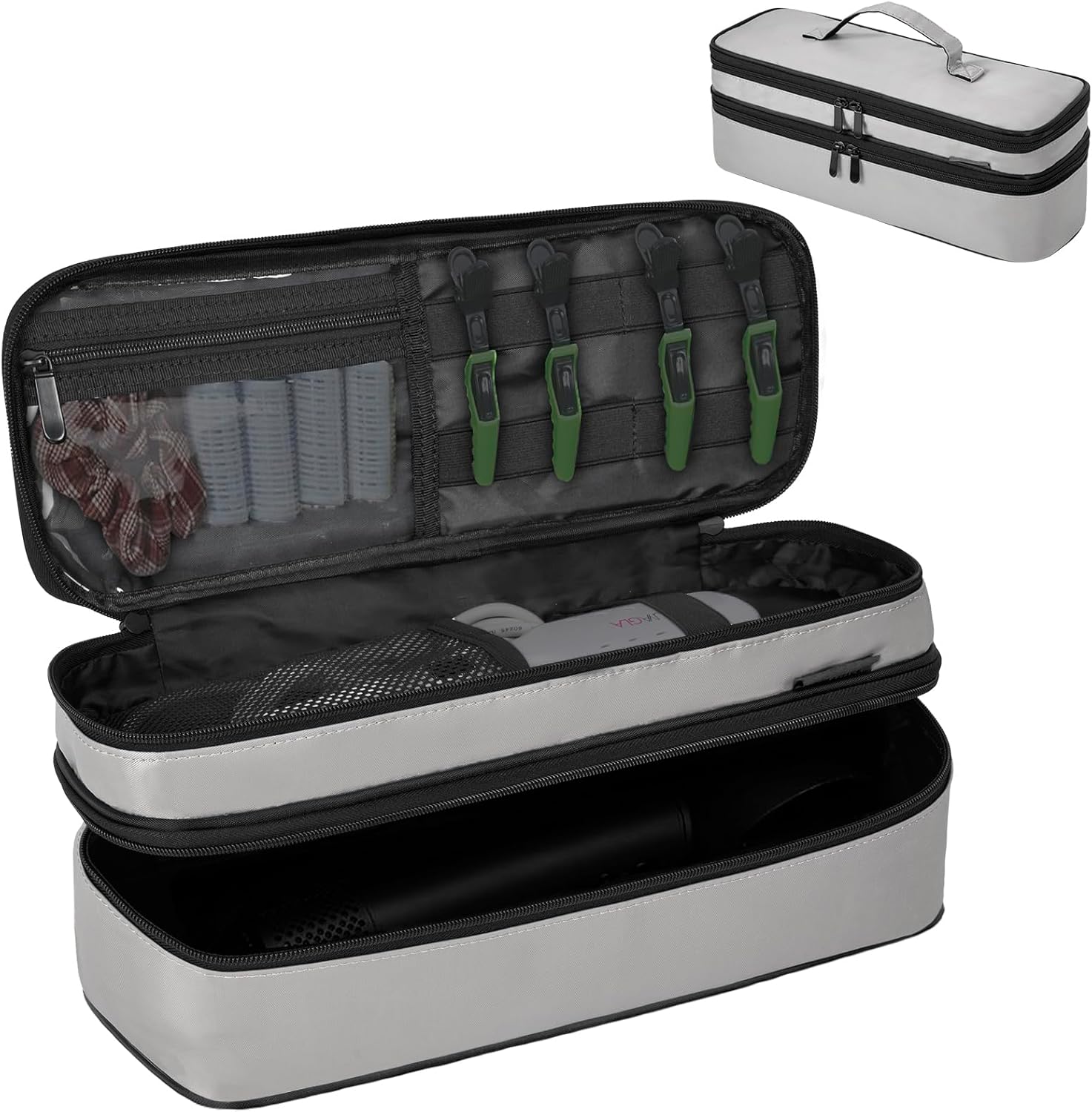 Double Layer Travel Carrying Case Compatible with Shark Flexstyle, Storage Case for Revlon One-Step Hair Dryer and Volumizer Hot Air Brush Portable Organizer Bag for Dyson Airwrap Styler - Image 2