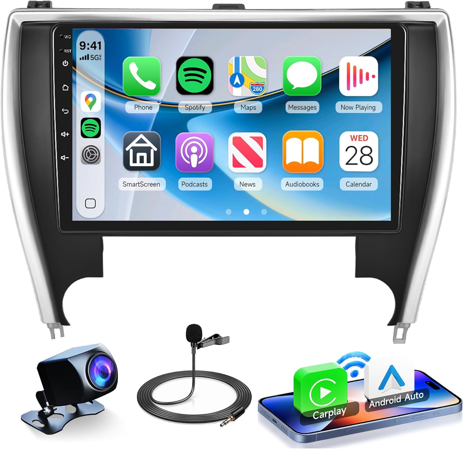 Rimoody 2G+64G Android 13 Wireless Carplay for Toyota Camry 2015 2016 2017 Car Radio Upgrade, Car Stereo Android Auto GPS 10.1 Inch Touch Screen Mirror Link Bluetooth FM/RDS EQ WiFi Backup Camera