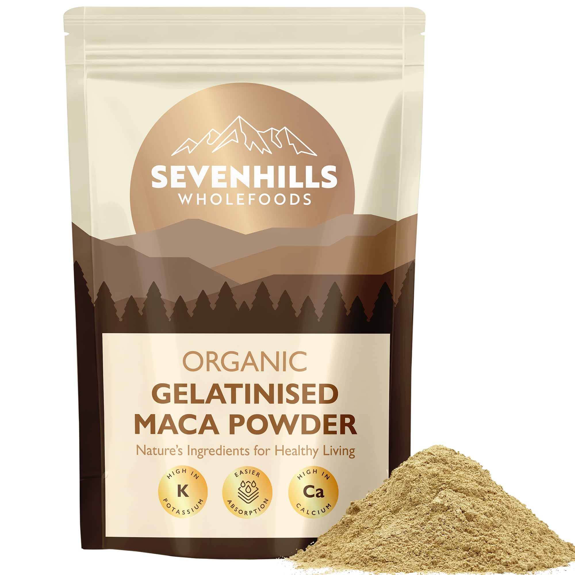 Sevenhills Wholefoods Organic Gelatinised Maca Powder 1kg | Four Roots - Yellow, Red, Purple, and Black | Peruvian | Certified Organic | GMO-Free | Gluten-Free