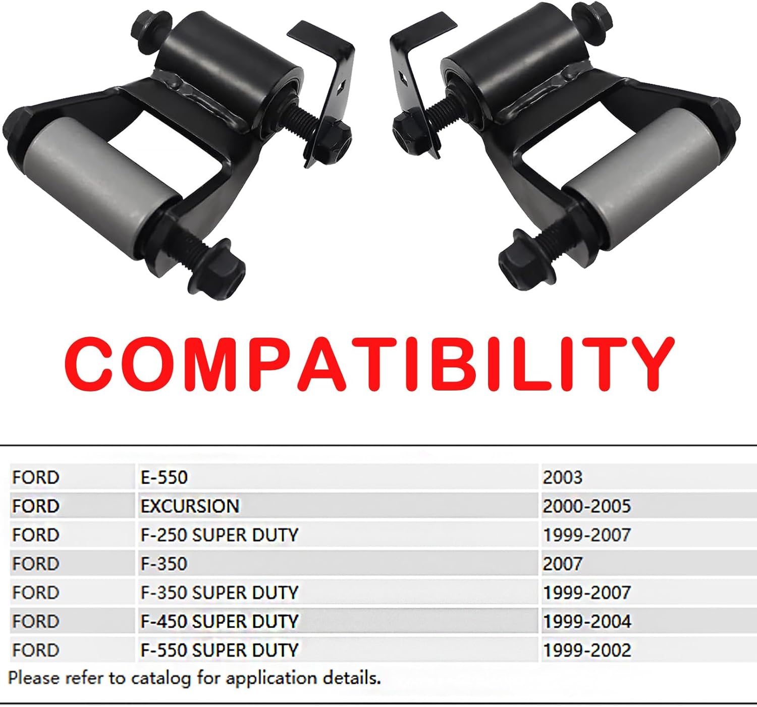 Rear Leaf Spring Shackle Kit 722-018 LR RR PAIR SET Compatible with 1999-2007 Ford Excursion F-250 F-350 Super Duty F450 Truck