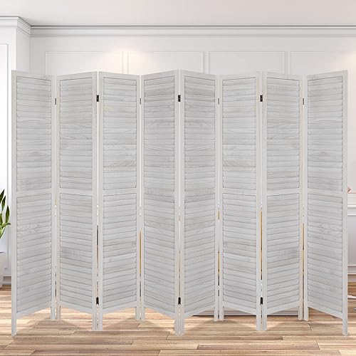 Miniatura 9 de ECOMEX Divisor de habitación de madera de 8 paneles de 5.6 pies de alto, paneles de pantalla de privacidad plegables, pared divisora de habitación,