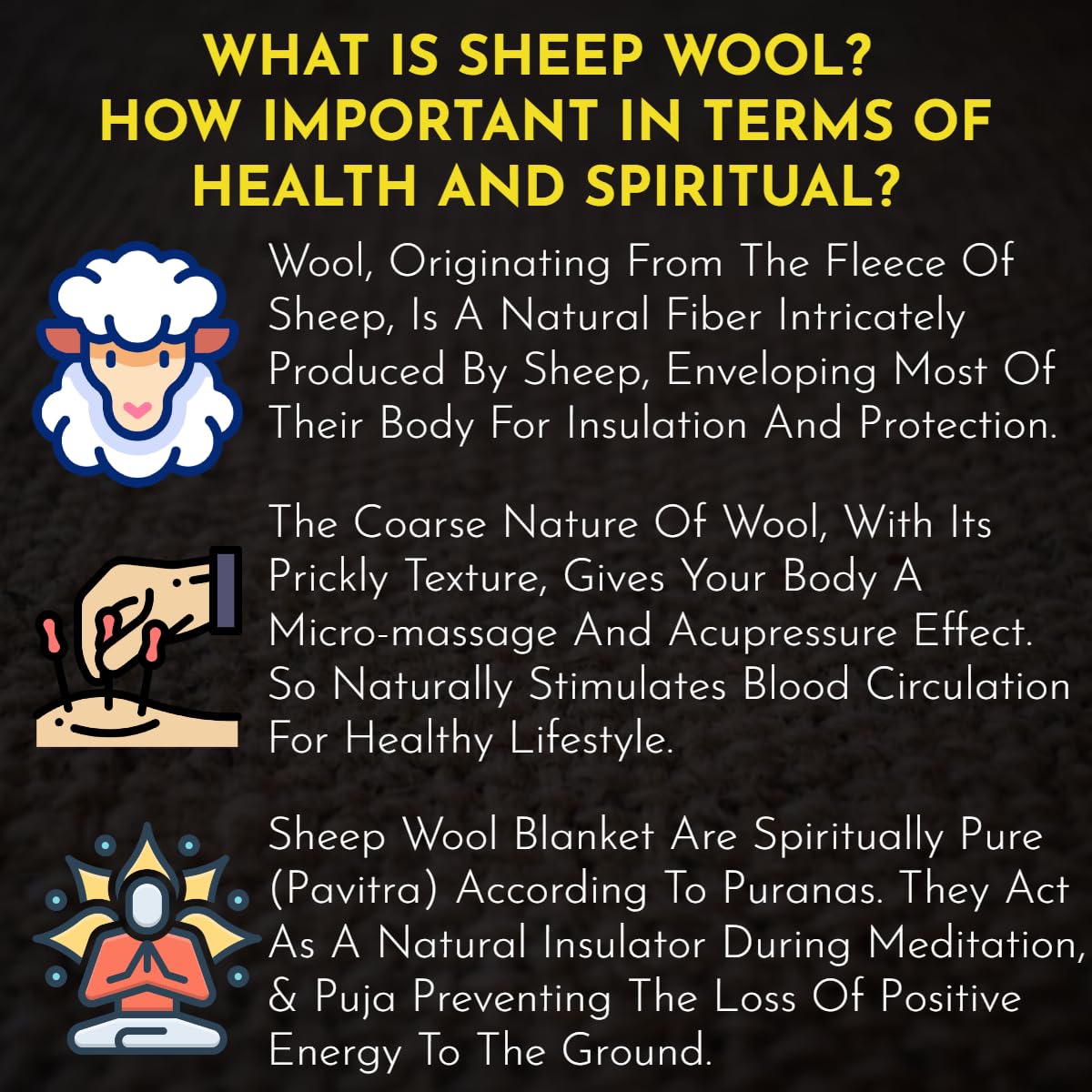 AhilyaStore - Original Handmade Black Kambal/Ghongadi(Jawal) - 100% Sheep Wool - Light Weight Kambali/kambli Sheep Wool Blanket 3