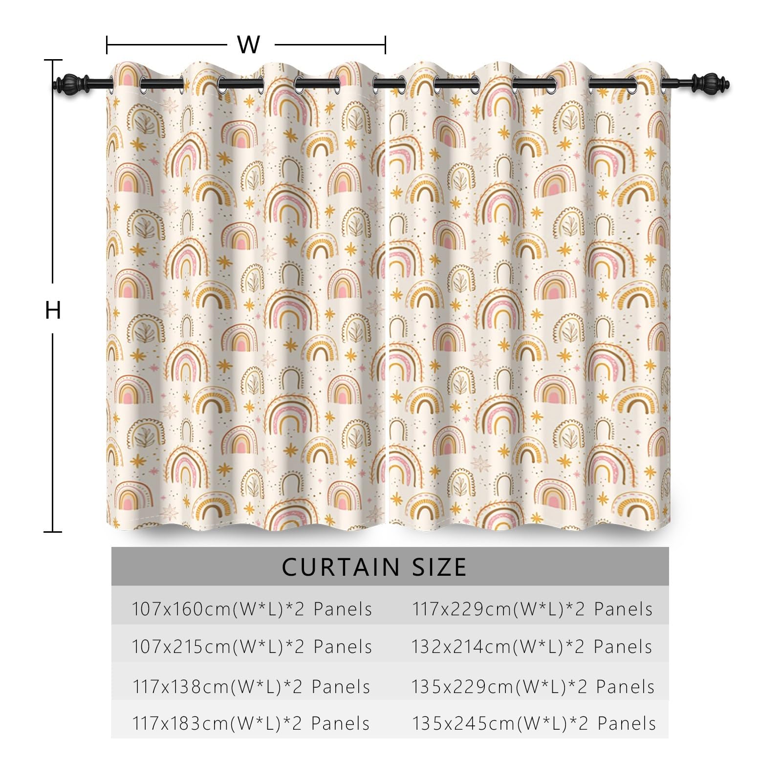 135x245cm Rideau occultant Arc-en-Ciel pour Chambre d'enfant Style bohème Étoile Coloré Ciel Fantastique Œillet Rideaux pour fenêtres Bébés Filles Salle de Jeux Salon,2 Panneau