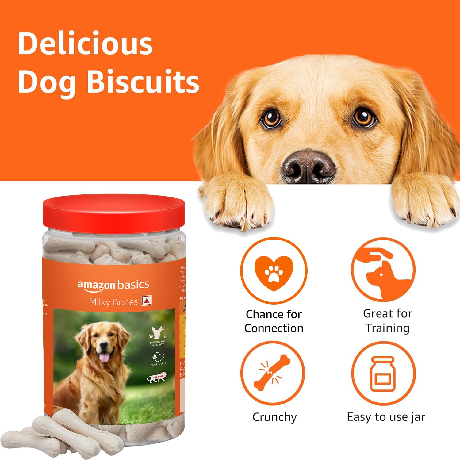 Amazon Basics Dog Calcium Bones | for All Breeds | Milky Bones | 800 g | All Life Stages 3