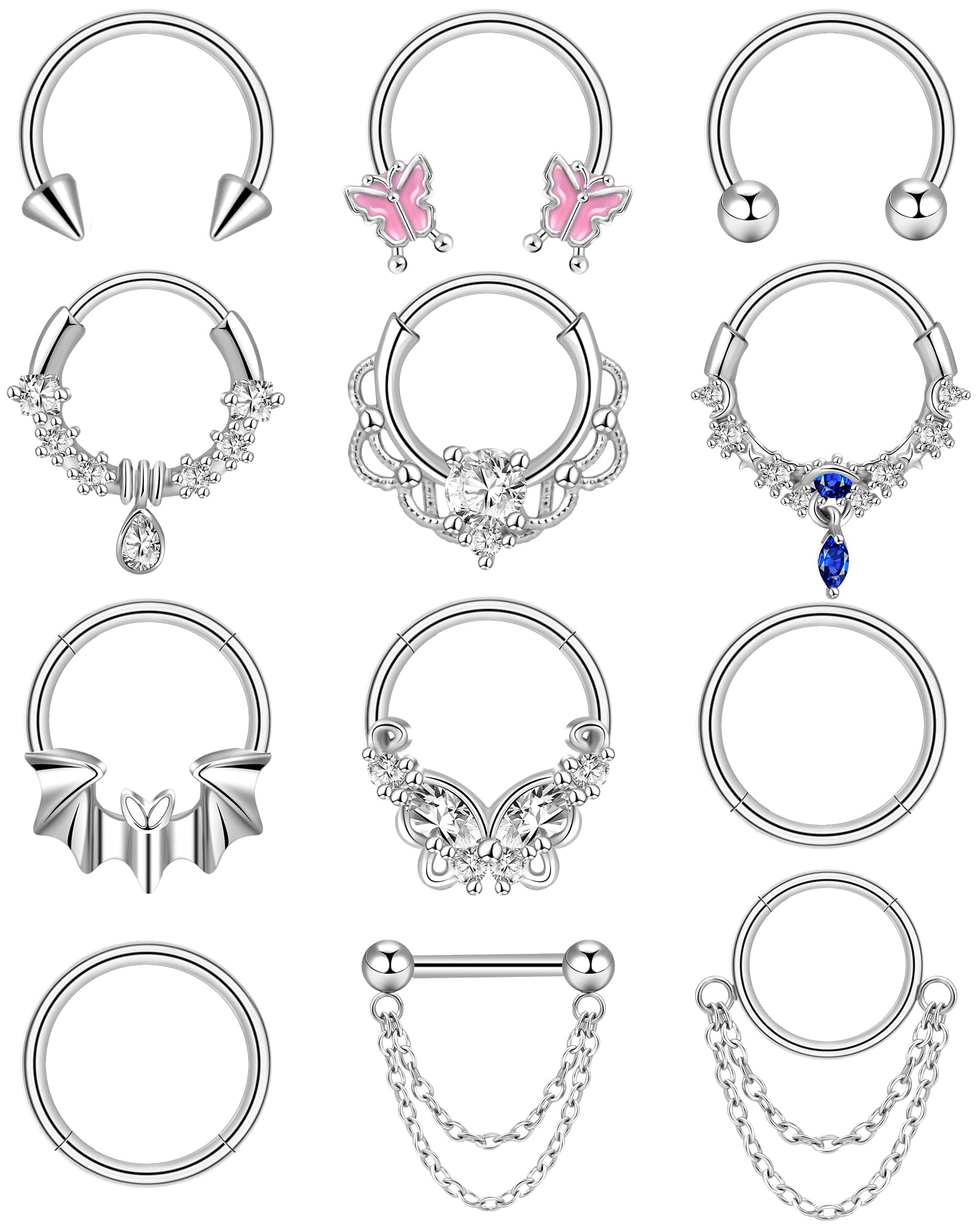 LEE&RO Chunky Septum Ring 16G Jewelry Surgical Steel Septum Piercing  Clicker Hoop Nose Ring