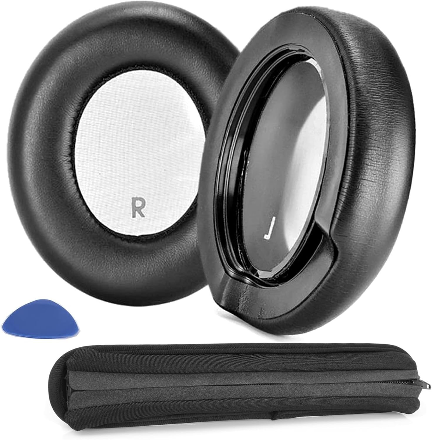 TaiZiChangQin Club 950NC Ear Pads & Headband Cover Replacement - Black Faux Leather - Compatible with JBL Club ONE/950NC