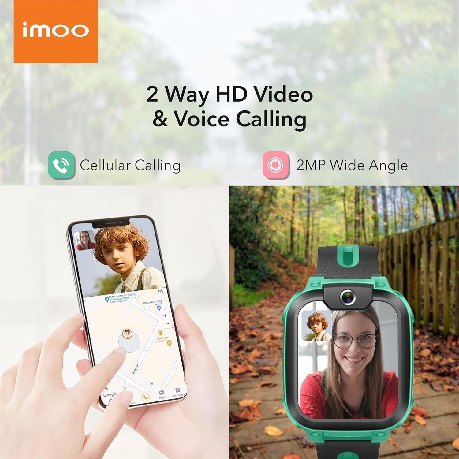imoo Watch Phone, Smartwatch para niños 4G con videollamadas en HD, Smartwatch para niños con posicionamiento GPS en Tiempo Real, Resistencia al Agua IPX8 (Z1, Verde)