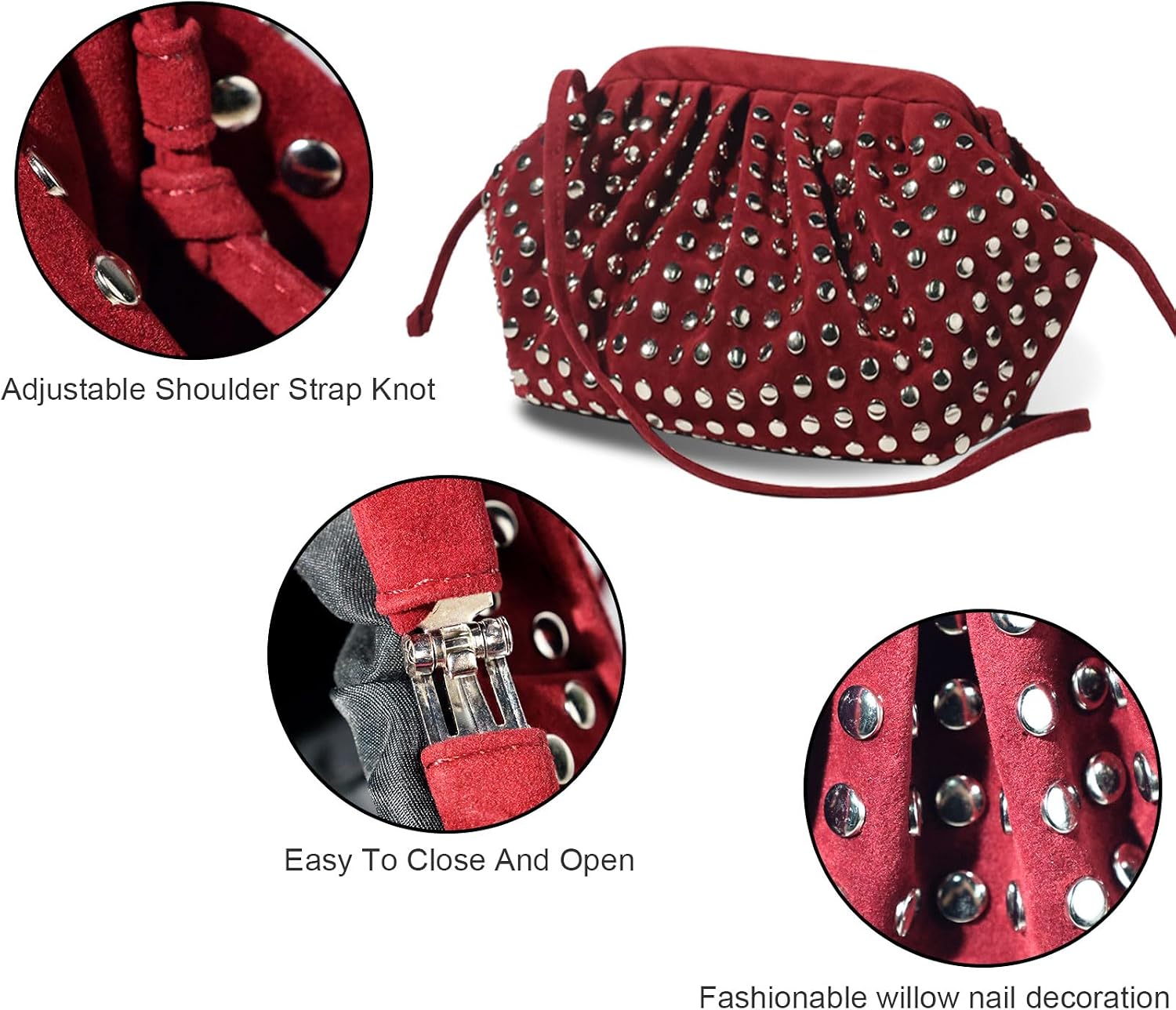 Cloud Dumpling Pouch Clutch Purse Shoulder Handbag Straw Crossbody for Women