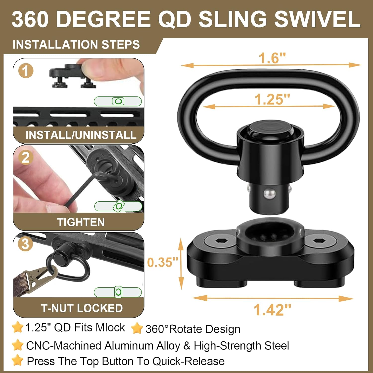 2 Point Rifle Sling, QD Swivel Quick Adjust Gun Sling with HK Hook, Soft Shoulder Padded Tactical QD Sling for Rifle, Shotgun, and Crossbow, Camera, Tool Kits, Bags, Hunting and Outdoor Sports - Image 5