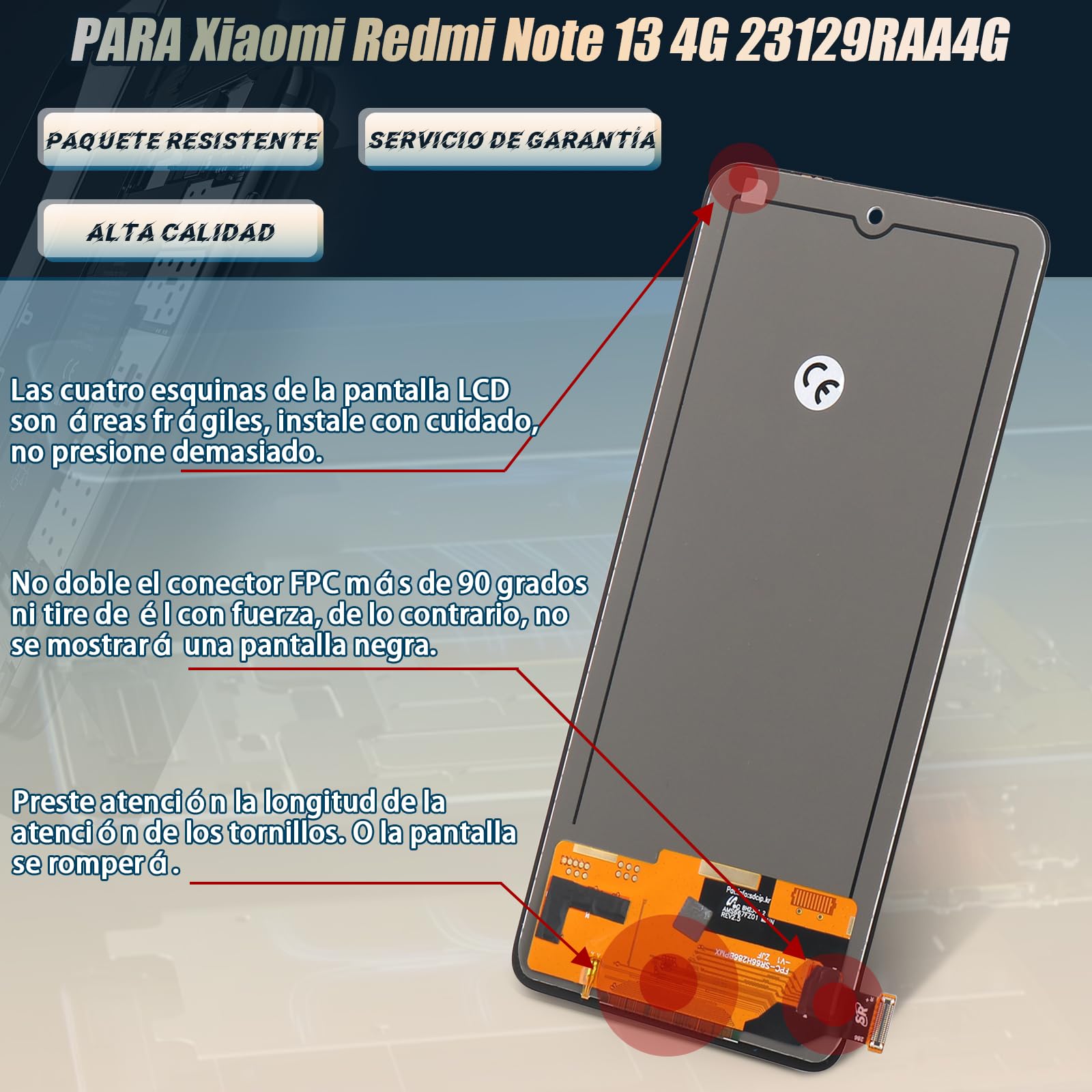 RongZy Pantalla para Xiaomi Redmi Note 13 4G 23129RAA4G Táctil LCD de Repuesto Ensamblaje Digitalizador Reemplazo para Xiaomi Redmi Note 13 4G con Herramientas de Reparación (Negro)