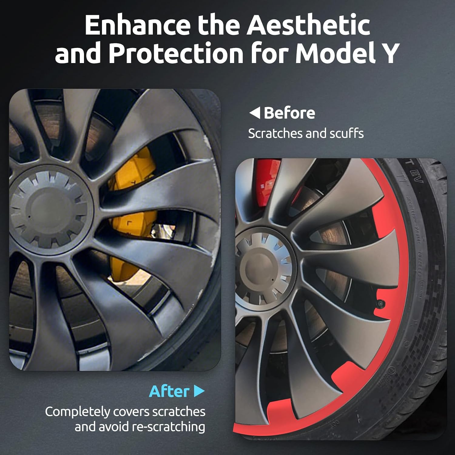 Wheel Rim Protector for Tesla Model Y Performance 21 Inch Überturbine Wheels All-in-one Car Tire Trim Rings Rim Case Hubcaps Wheel Cover 2020-2024 Model Y Accessories
