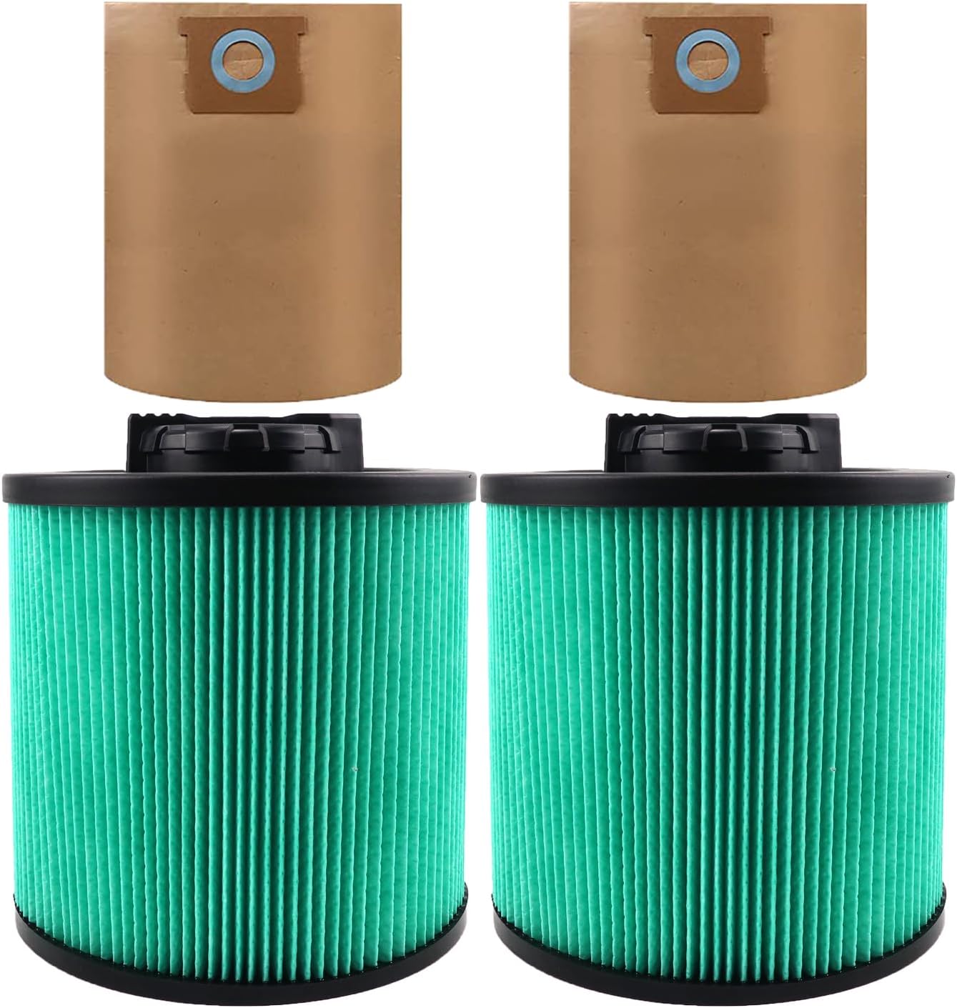1pack DXVC6914 HEPA High Efficiency Cartridge Filter Fit for Dewalt 6-16 Gallon Wet/Dry Vacuum Cleaners with 1Pack DXVA19-4101 Vacuum Bags 2 PACK DXVC6914 + 1PcDXVA19-4101