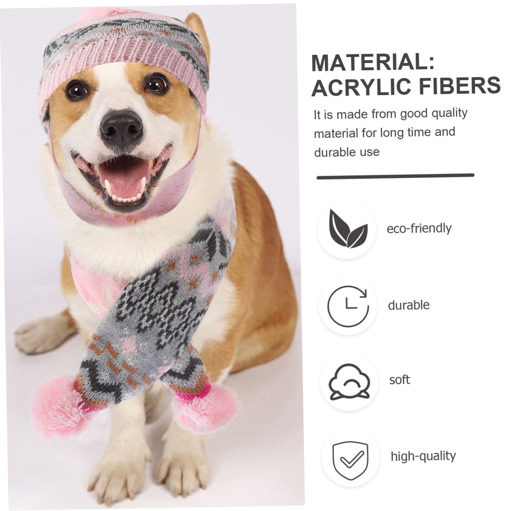 Housoutil 2sätze Weihnachts-hundemütze Und Hundeschal Teiliges Für Haustiere Warm Und Atmungsaktiv Für Weihnachtsfeiern Farbdesign Hundezubehör Für Welpen