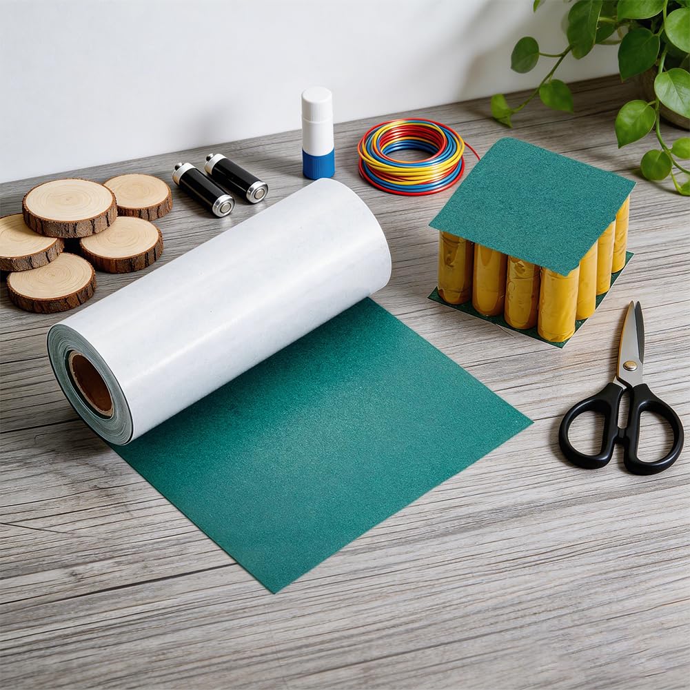 BENECREAT 10.95yard x 7.87inch Electrical Insulating Adhesive Paper, Dark Cyan Barley Paper Battery Insulator for Lithium Ion Battery Building and Repair Applications