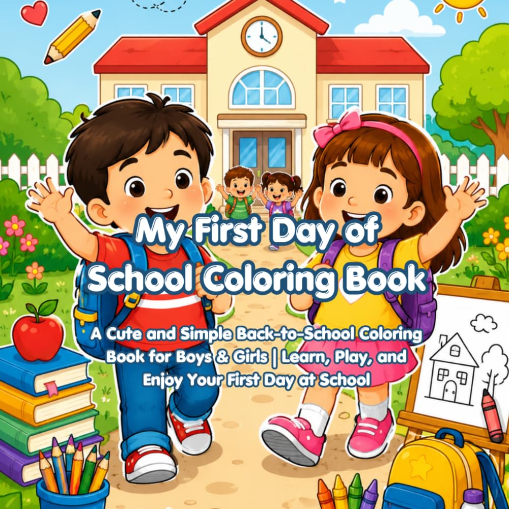 My First Day of School Coloring Book: A cute and simple Back-to-school coloring book for boys and girls learn, play and enjoy your first day at school (Little Learners Adventures Series)