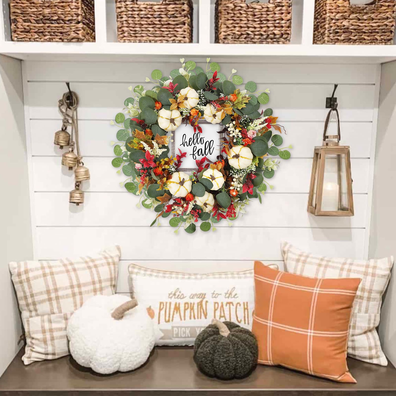 DAZONGE Fall Decor - 18 Inch Fall Wreaths for Front Door - Autumn ...