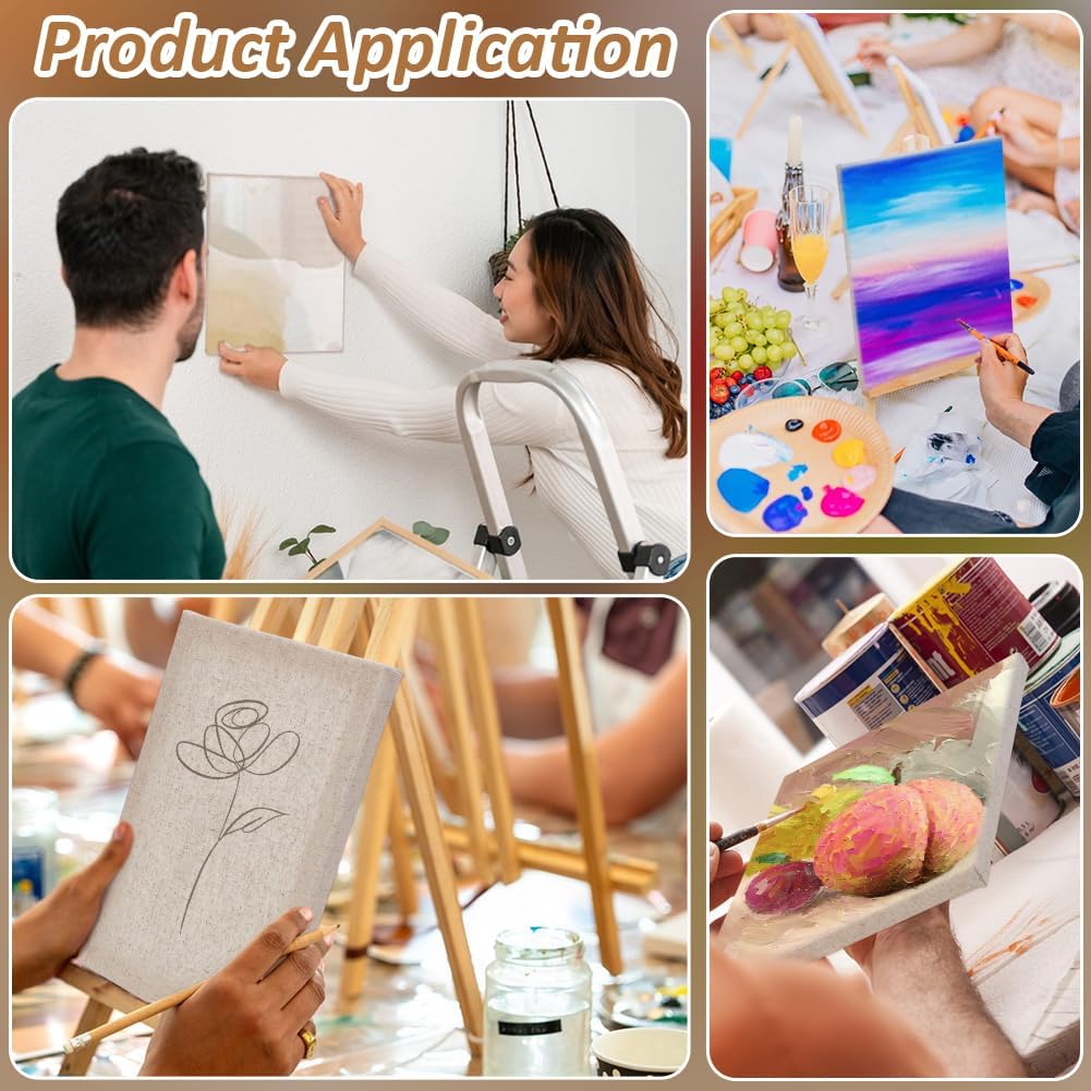 Clear Primed Linen Canvas, 6 Pack 8x10 Professional Oil Primed Linen Panels Durable Canvas Medium Texture Painting Panels for Oil Acrylic Pastels Alkyd Colors Painting Artwork