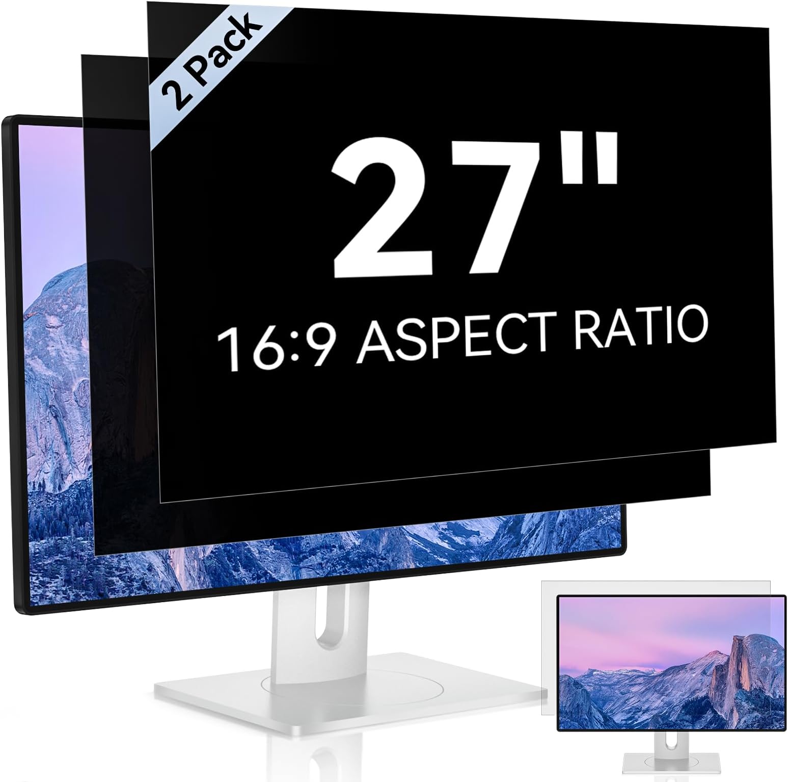 - [2 Pack] 27 Inch Computer Privacy Screen for 16:9 Aspect Ratio Widescreen Monitor, Eye Protection Anti Glare Blue Light Computer Monitor Privacy Filter, Removable Anti-Scratch 27in Protector Film